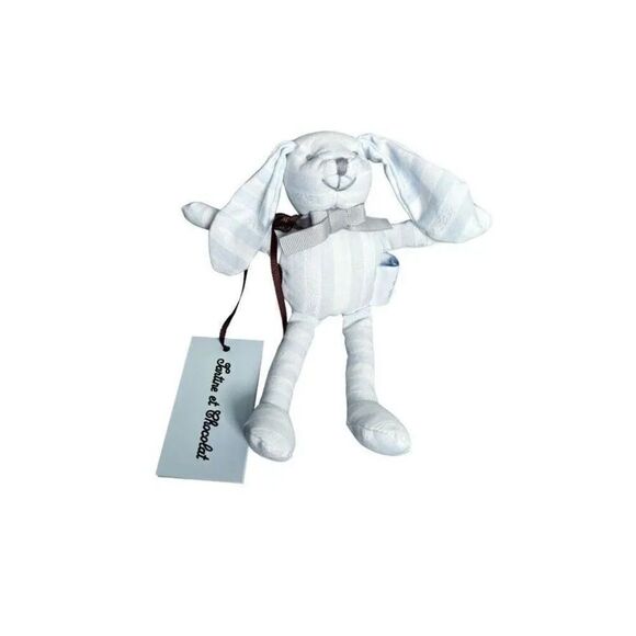 Tartine Et Chocolat striped bunny rabbit plush toy NWT Blue & White - Picture 10 of 10